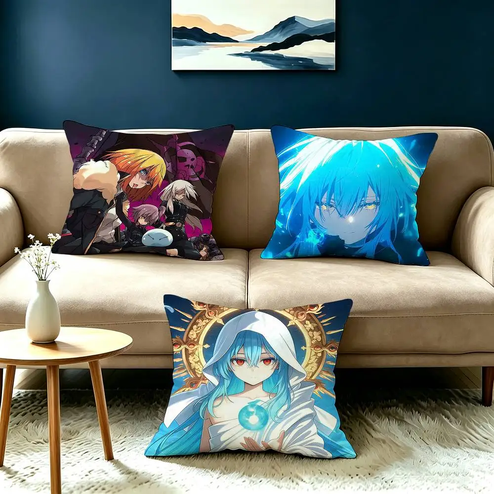 Popular Anime T-Tensei Slime Square Double-Sided printed Pillow Case Bedroom Bedside Pillow Sofa Cushion Cover