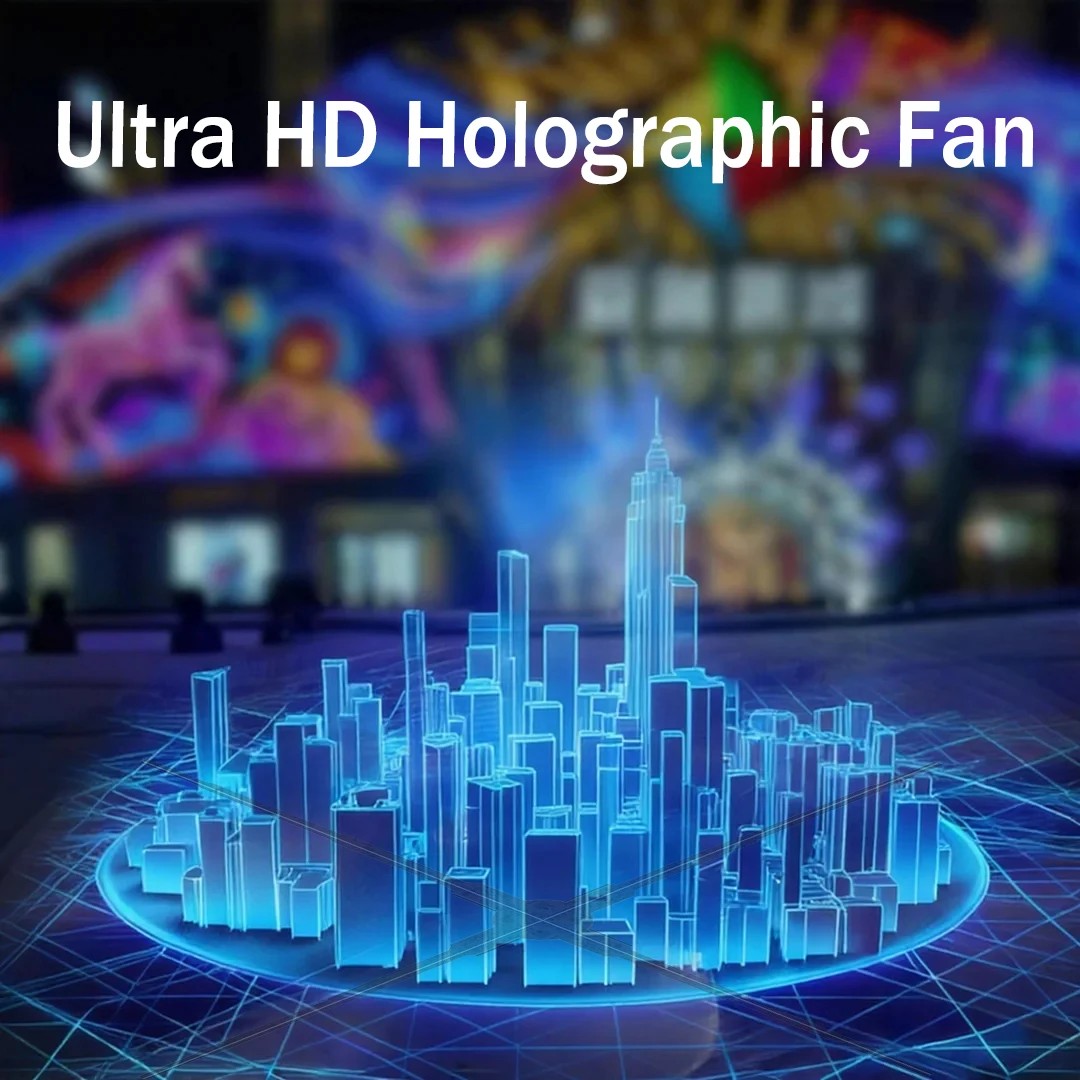 Ultra HD Çıplak Gözle Görülebilen 3D Holografik Fan 100cm Mağaza Barı Ticari Reklam Işığı Desteği Kablosuz Video Yükleme Bulut Kontrolü