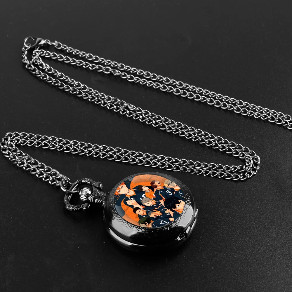 Haikyuu Anime, Famoso Anime Vintage Arabic Numerals Quartz Pocket Watch, Cúpula de Vidro, Colar Pingente Relógio, Corrente, Homens, Mulheres, Presente Kids