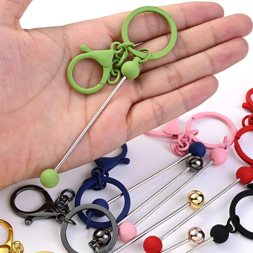 1 Stück Perlen-Schlüsselanhänger-Rohlinge in Großpackung für die Schlüsselanhängerherstellung, Blanko-Metallperlen-Schlüsselanhänger für Bastelarbeiten, DIY-Geschenke – Detail 2