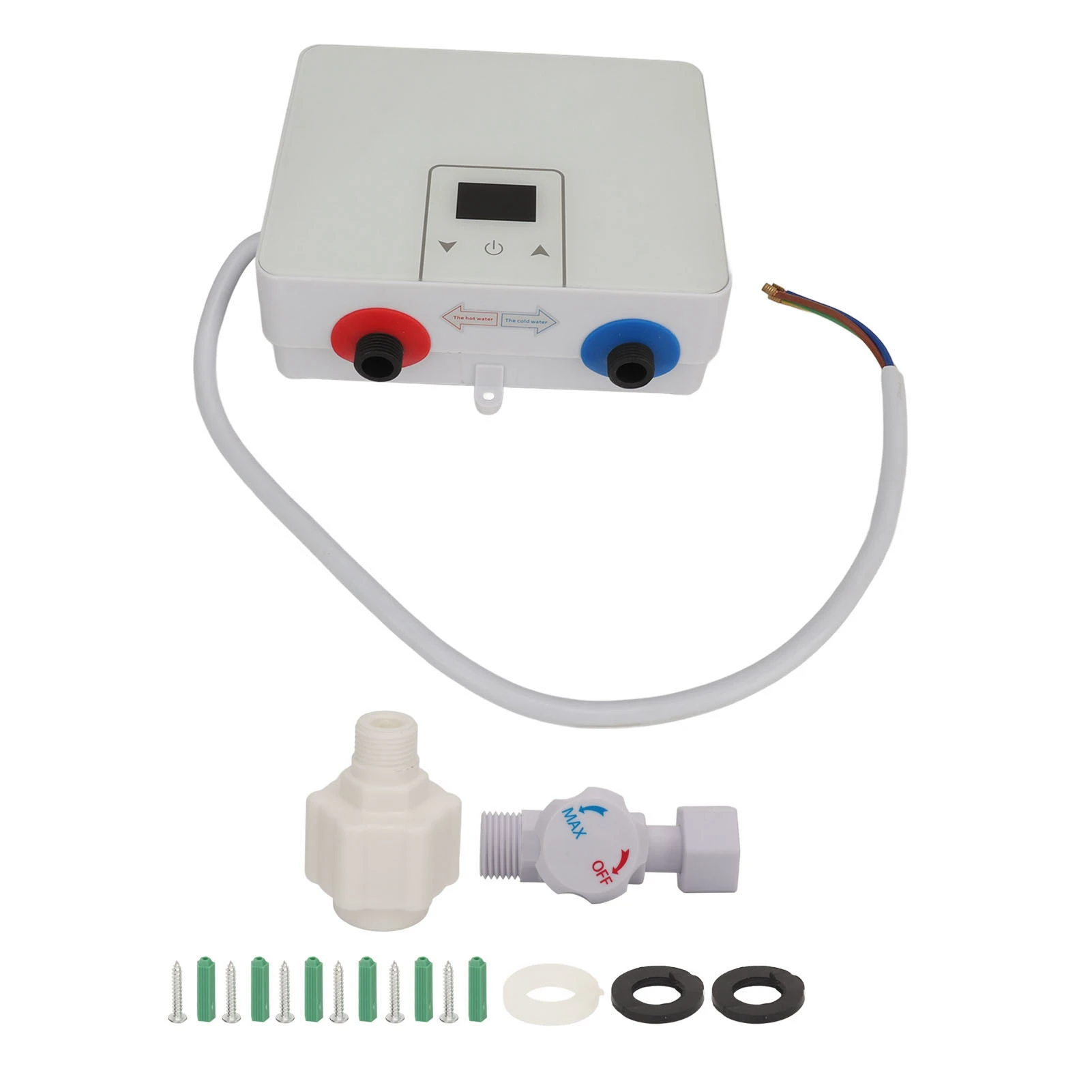 سخان مياه كهربائي صغير 220 فولت 88 شاشة عرض PVC 5.5KW تسخين سريع 55 ° سخان الماء الساخن الفوري المقاوم للماء C IPX4