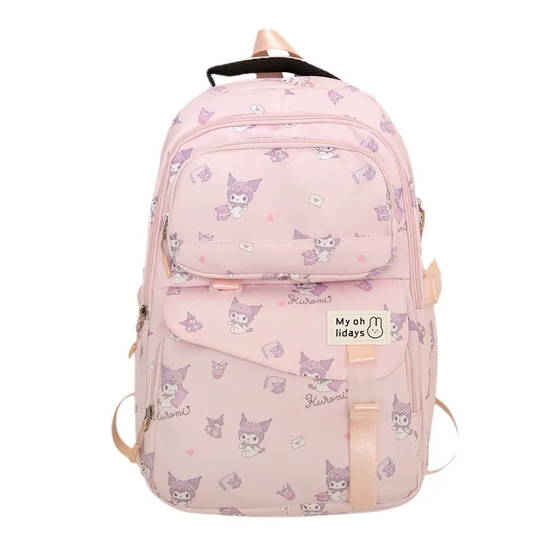 Mochila Kuromi bonito dos desenhos animados para mulheres, alunos do ensino primário e secundário, grande capacidade, moda, novo