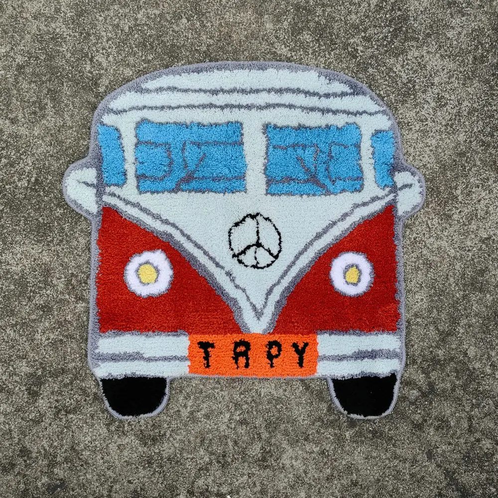 

Cartoon Bus Handmade Tufted Rugs for Kids Bedroom Decor Soft Plush Carpet Living Room Area Rug Children Birthday Gifts Floor Mat