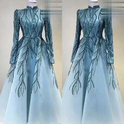 Customized  Sparkle Intricate High Collar Ball Gown Celebrity  Beading Paillette / Sequins Floor Length Organza Evening