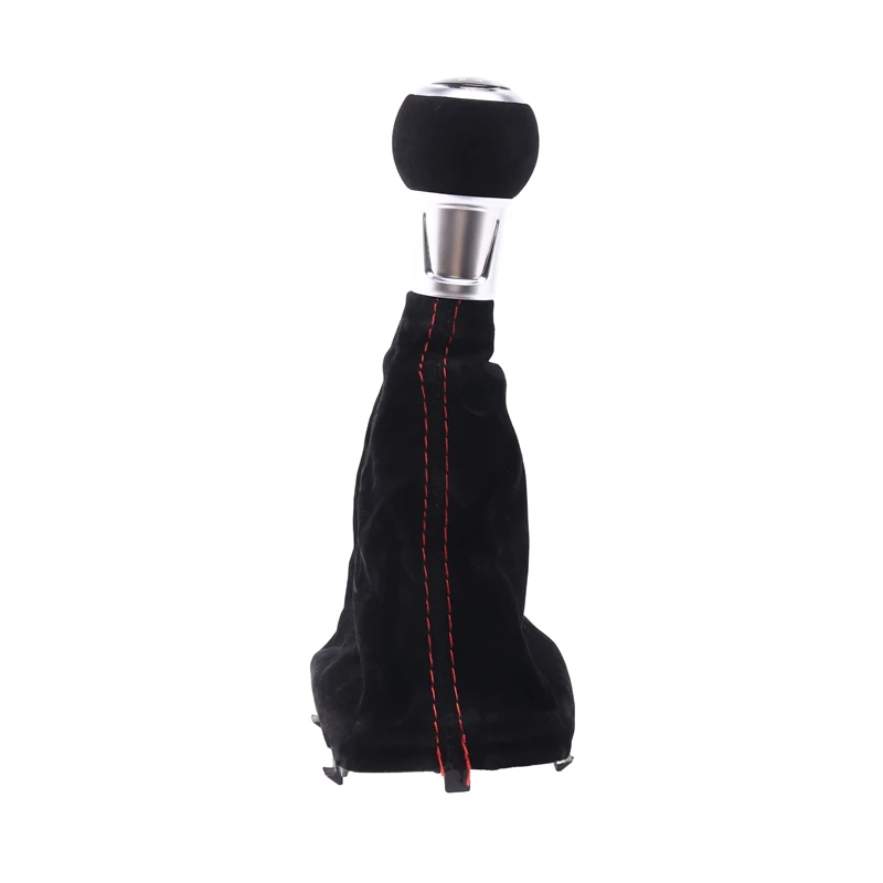 6 Speed 12Mm Car Gear Shift Knob Lever Stick Handle Gaiter Boot Cover Case Red Stitch For- A3 S3 1996-2003