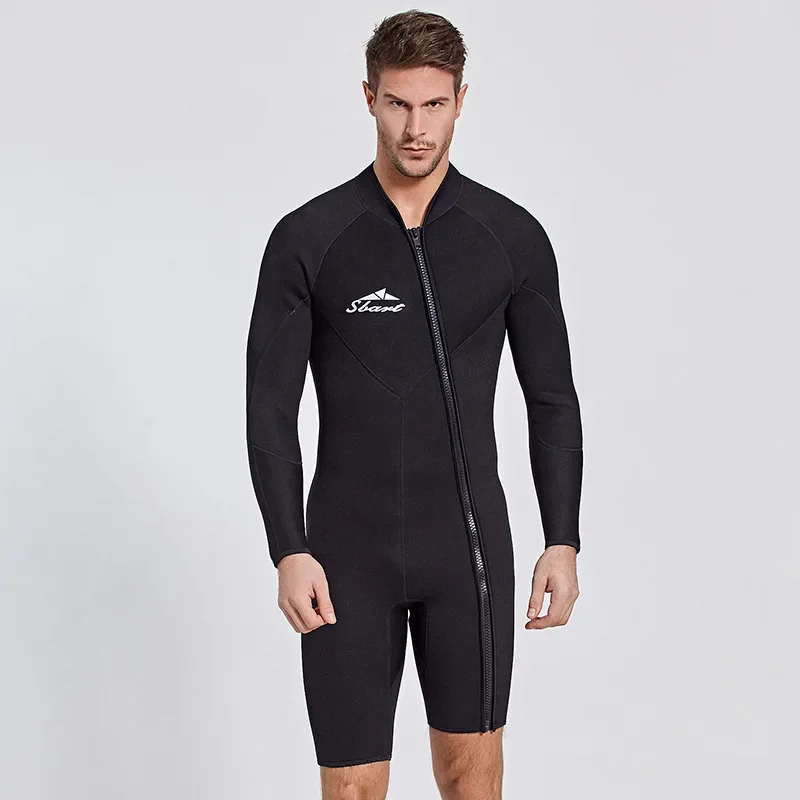 Combinaison de plongée une pièce à manches longues de 3mm, maillot de bain pour hommes, combinaison de plongée en apnée, surf chaud et résistant au soleil