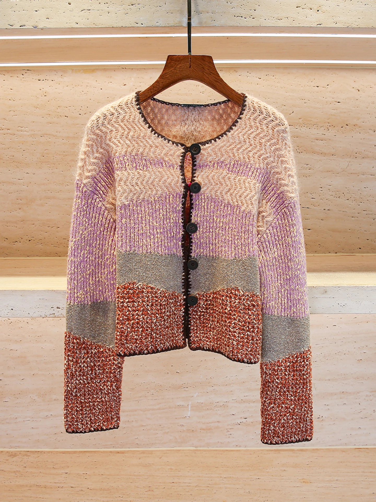 

South Oil High-End Women's Knitted adient Floral awl Cardigan Top Autumn New Sle Commute Simple Regular Fit Medium Soft...