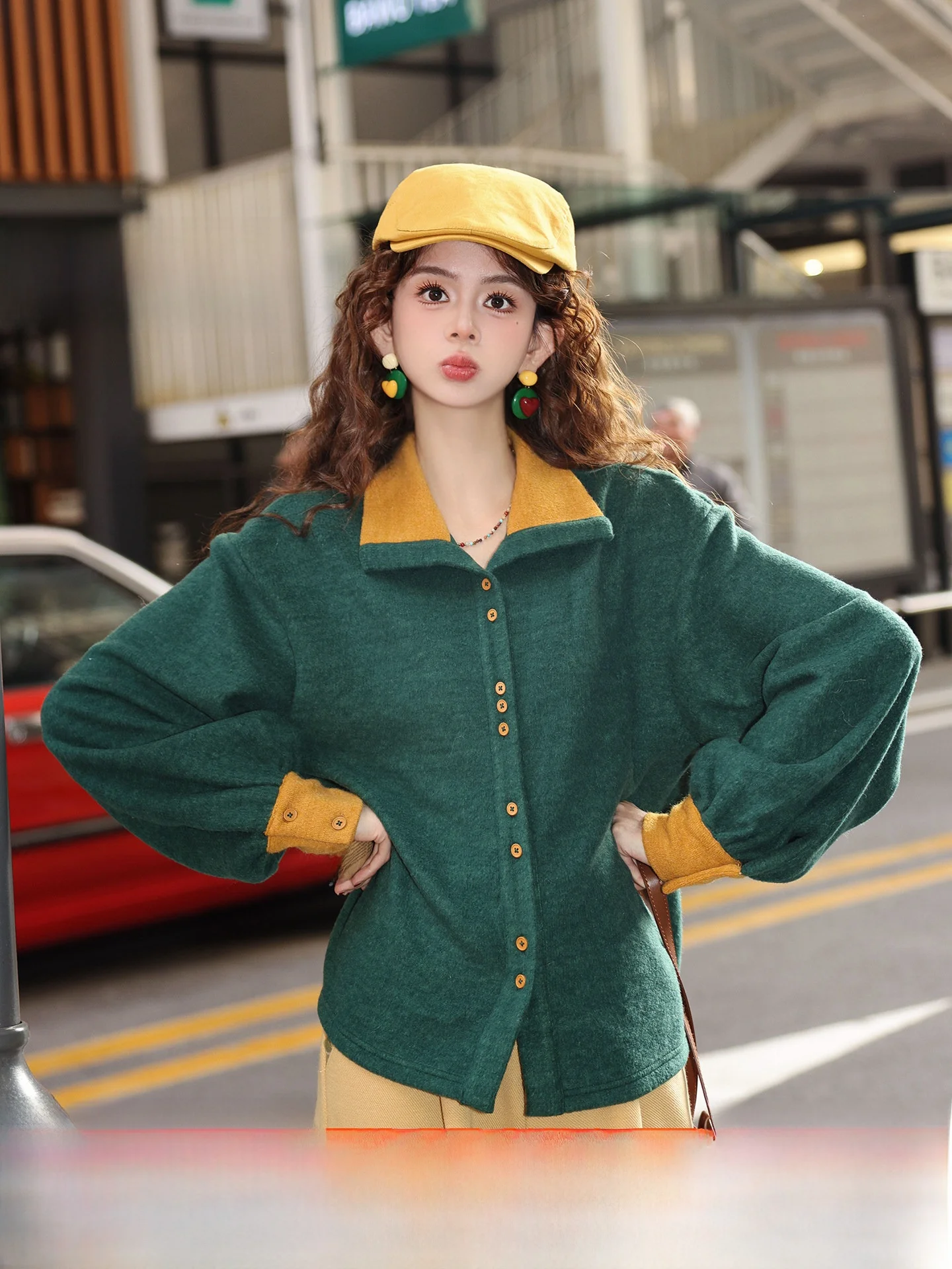 

Chen Jiajie Pine Needle Draped Long Sve irt Women's Sle 2025 New Unique Super Beautiful Top Color Blo Polyester Fiber