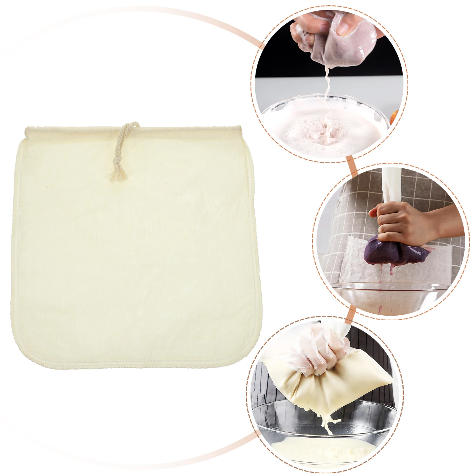 

Large Reusable Food Grade Filter Bag Cotton Fabric Strainer For Wine Nut Milk Coffee Juice Mesh Liquid Cold Brew Beverages