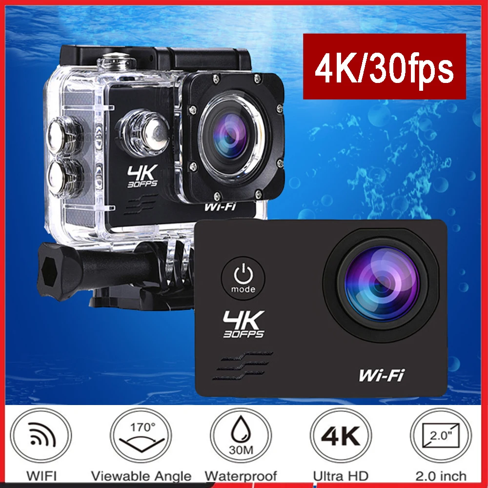 

Action Camera Q1 Ultra HD 4K 16MP DVR Webcam Wi-Fi 2.0-Inch Screen 170D Underwater 30M Waterproof Helmet Sport Video Camera