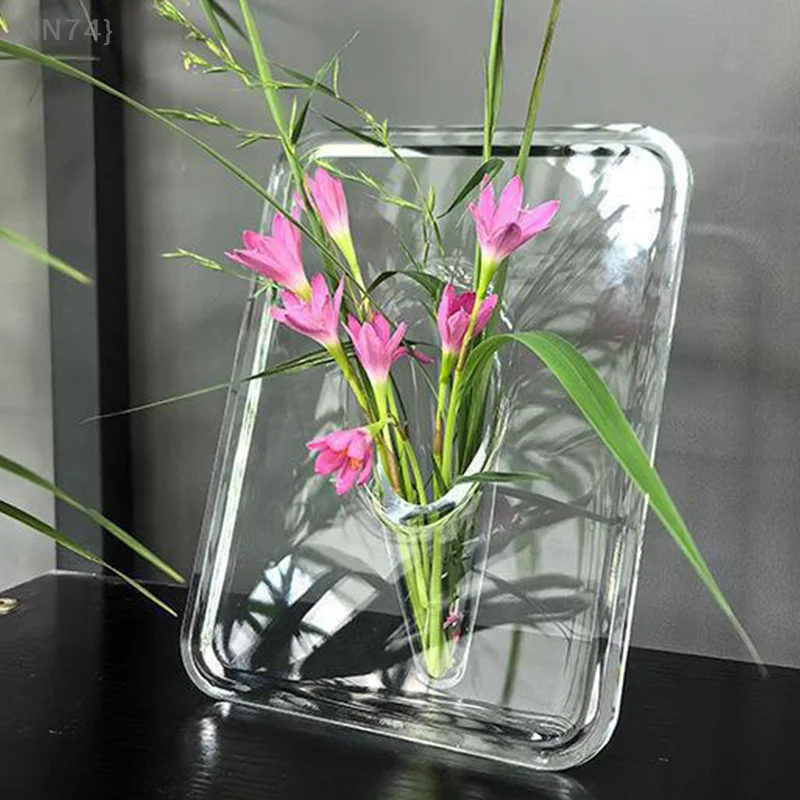 1pc Acryl Foto Rahmen Vase Moderne Kunst Floral Blume Vase Desktop Anlage Halter Für Office Home Geschenk Hochzeit Tisch Centerp decor