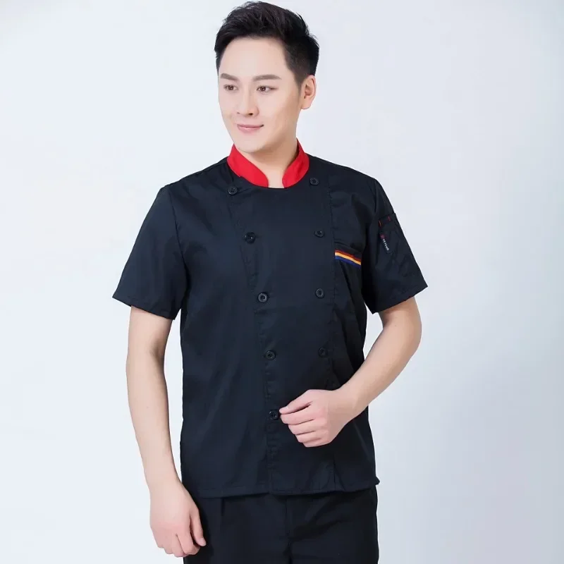 แขนสั้นร้านอาหารโรงอาหารเสื้อผ้าสตรีใหม่โรงแรม Chef Uniform ผู้ชาย Catering เบเกอรี่ Chef ชุดทํางาน