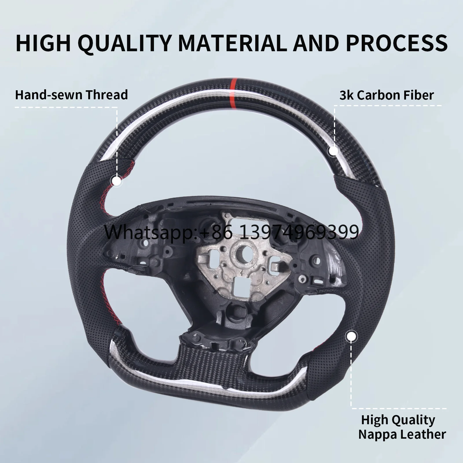 Carbon Fiber Steering Wheel for Chevrolet Corvette C7 2014-2018, D-Shape Flat Bottom Nappa Perforated Leather Grip
