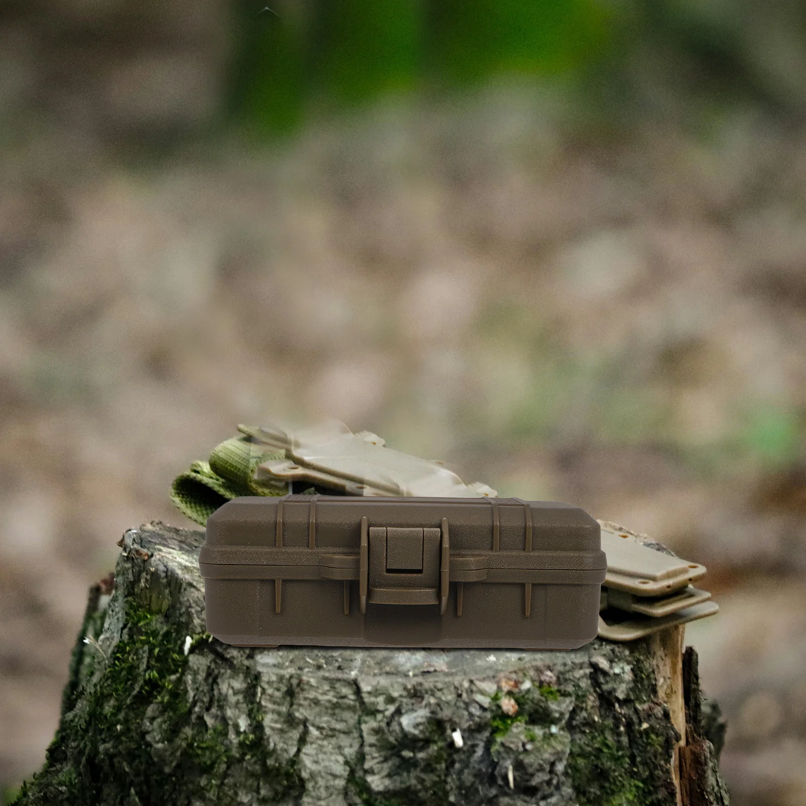 

Secure Tactical Equipment Storage Box Shockproof Toolbox for Survival Gear Camping Tools Fishing Instruments Frosted Brown PP