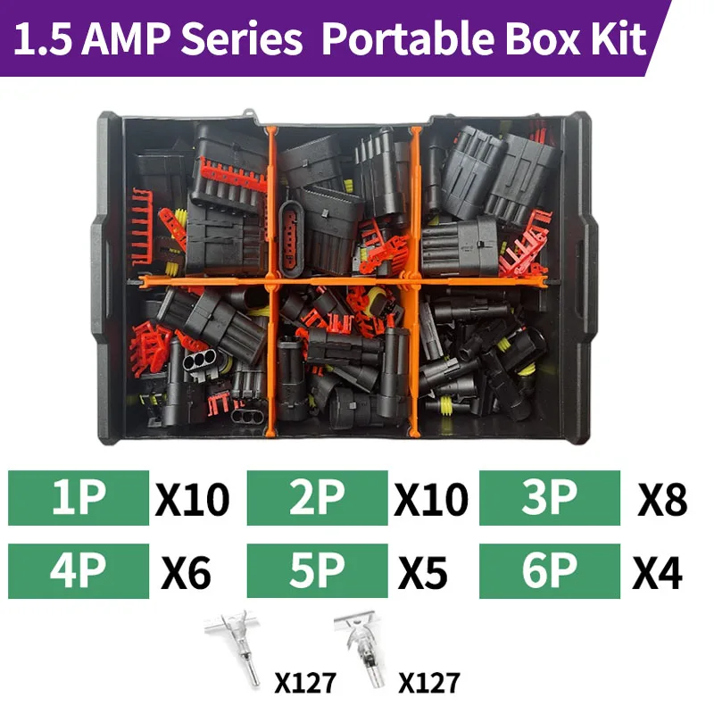 

1.5 AMP Series Tyco SuperSealed Portable Box Kit Suit Set Waterproof Electrical Automotive Connector 282080-1 DJ7041-1.5-11/21