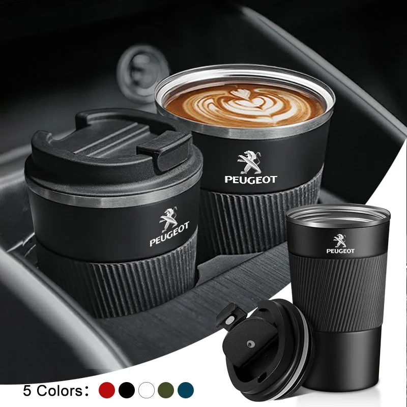 Image of Radnabenkappen-Becher aus Edelstahl, Kaffeetasse, Thermobecher, Auto-Vakuumflasche für Reisen, passend für Peugeot 207 208 408 508 107 206 106 205 301