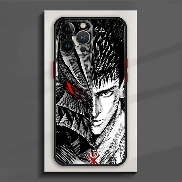 Cool Anime Berserk Phone Case For iPhone 15 14 13 12 11 8 7 Pro Max mini XS XR X Plus SE Frosted Translucent Cover