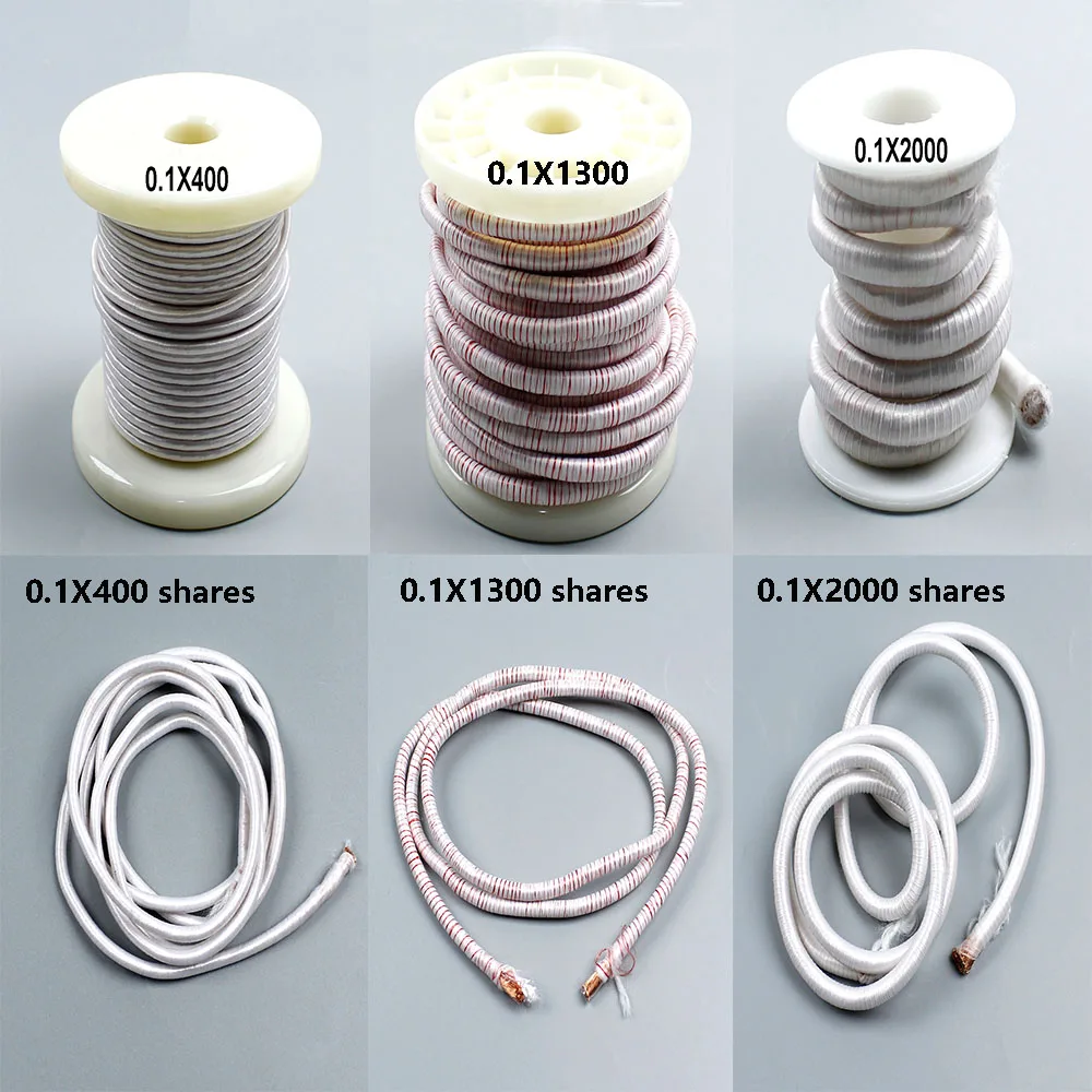 

5M/Lot 0.1X400 0.1X1300 0.1X2000 Strand Litz Wire 0.1mm Multi Stranded Polyester Silk Wrapped Copper Wire Yarn Wrapped Wire