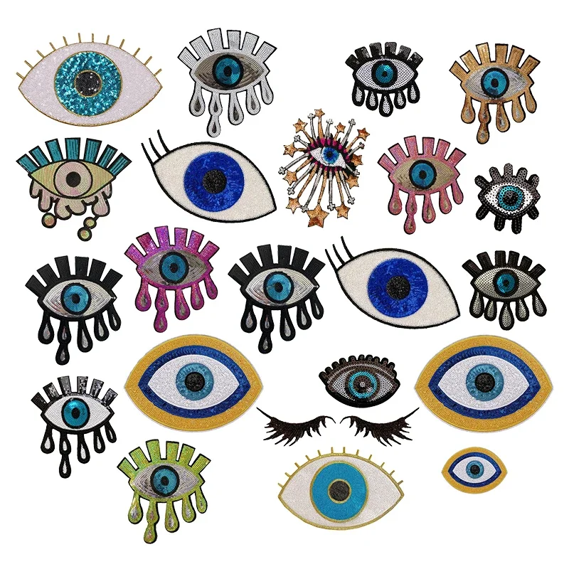 

Evil Eye Iron on Patch for Clothing DIY Sewing Accessories Fashion Sequin Appliques Embroidery Patches Stickers Punk Decoration