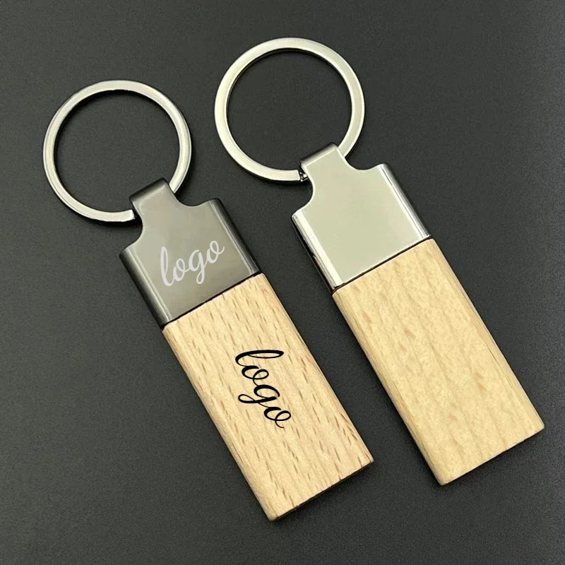 

Laser Engrave Car Logo Wooden Metal Keychain Personalized Name Hotel Roon Number Beech Wood Keyring Custom RectangleKey Chain