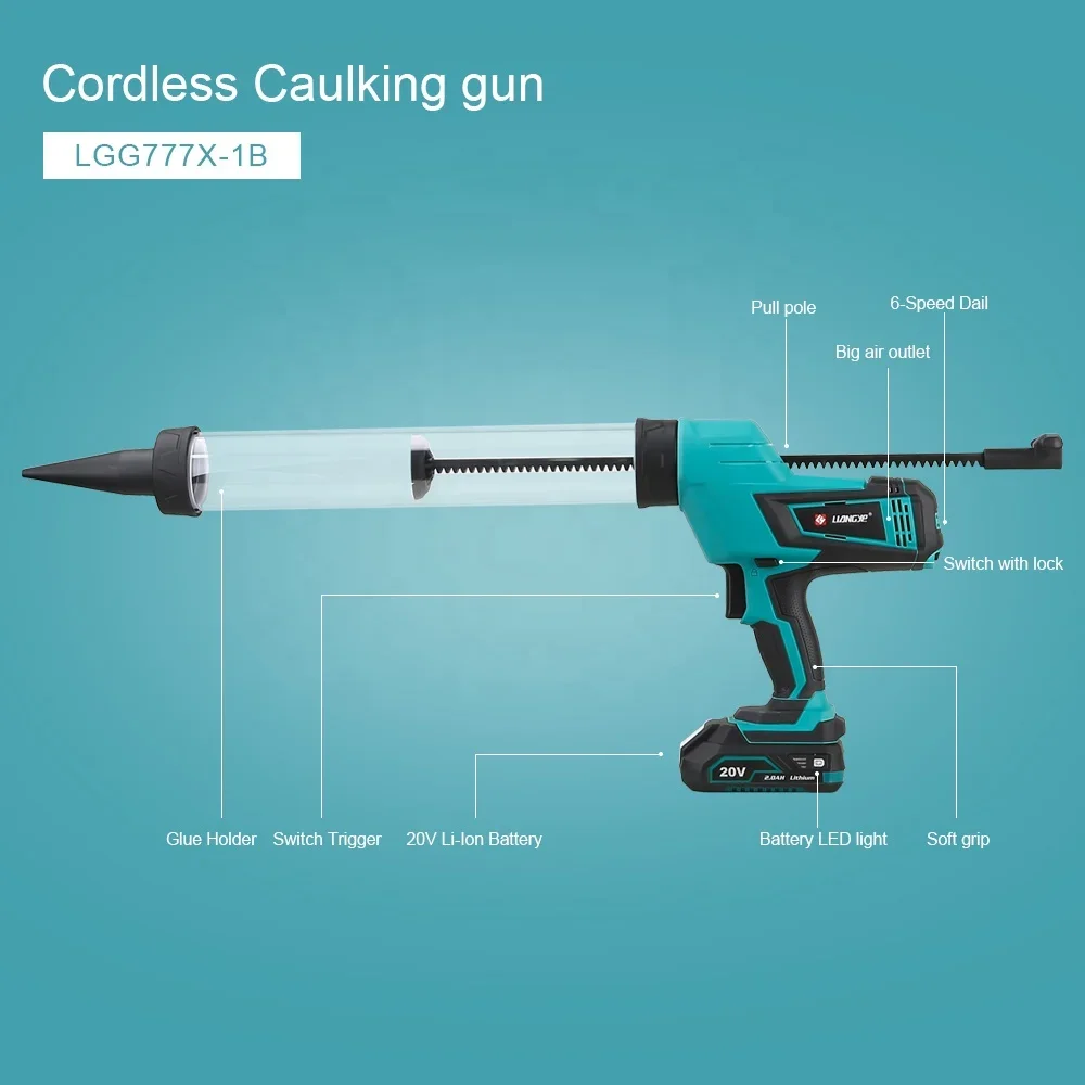 20v alat listrik buatan Cina Drip less Wireless power silikon caulking gun portabel