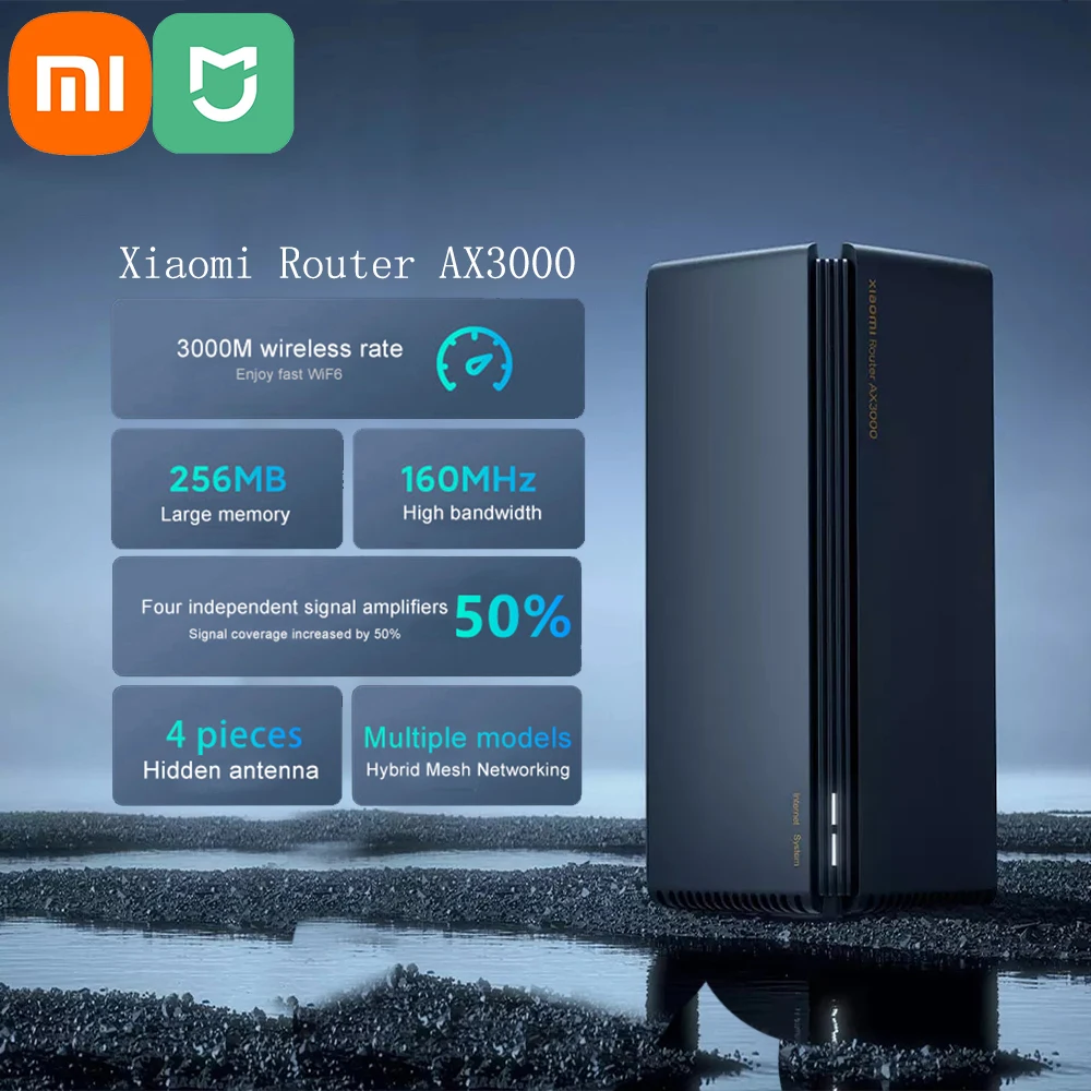 Xiaomi Mijia AX3000 Wireless Router Mesh WIFI VPN Dual-Frequency 256MB 5G Full Gigabit OFDMA Repeater Signal Amplifier PPoE