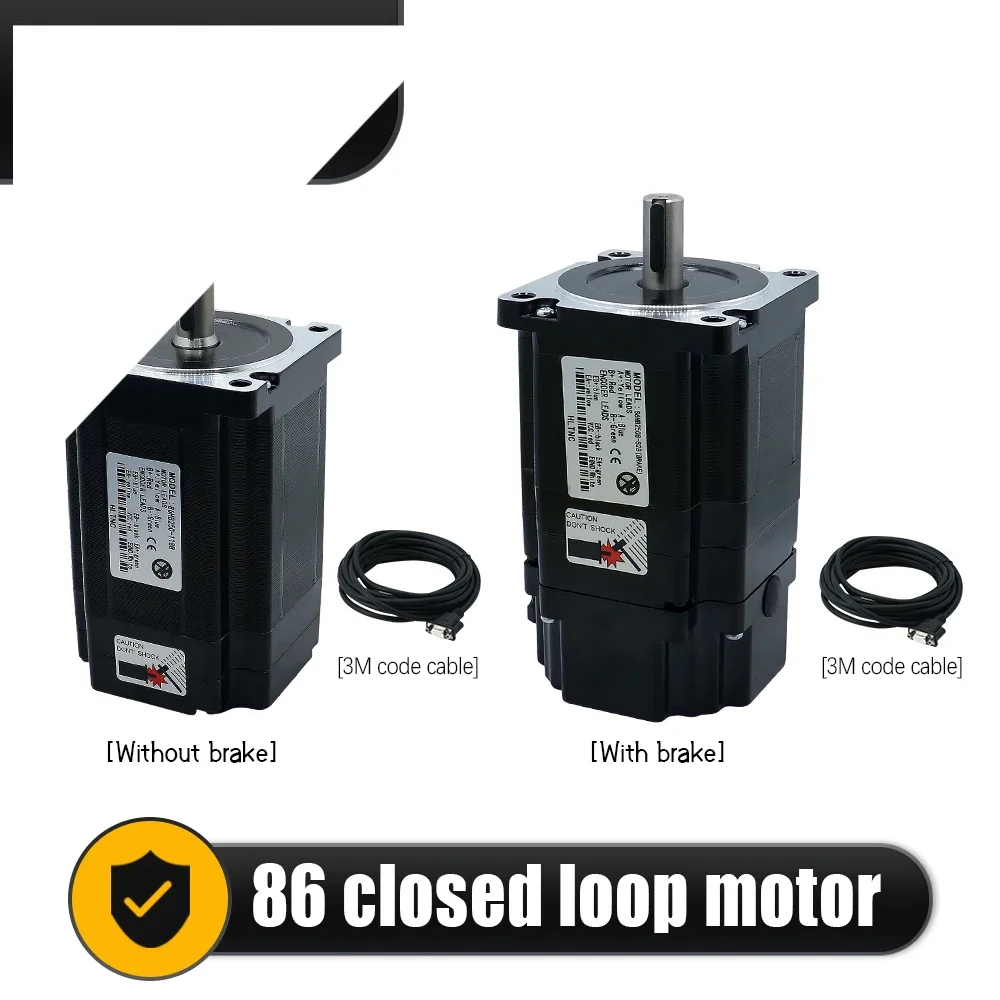 Nema34 Close Loop Stepper Motor 86HB250-82B 118B 152B With Encoder Cable 4.5/8/12N.m 643/1143/1714ozin For CNC Router