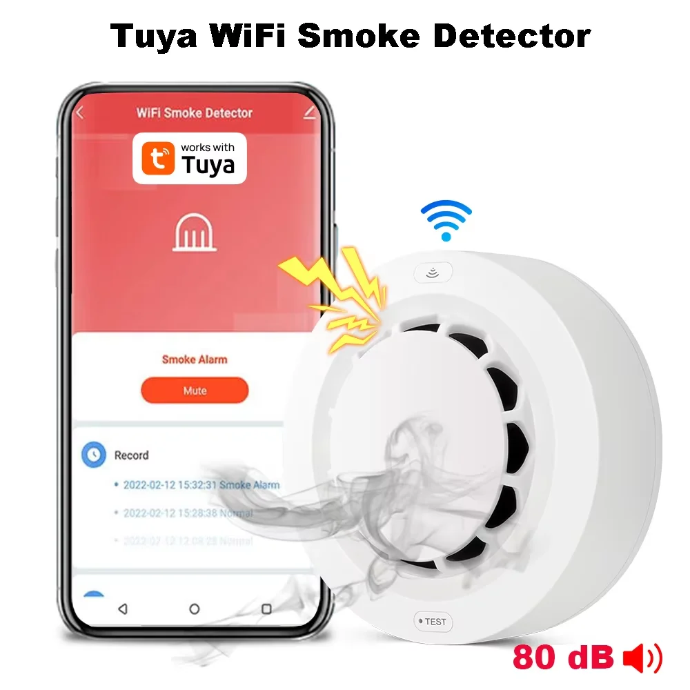 Tuya – détecteur de fumée WiFi, capteur photoélectrique, alarme incendie, système de sécurité de cui
