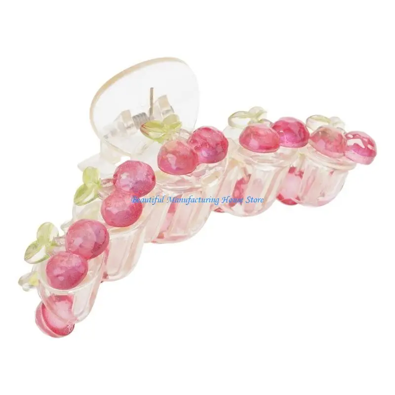 E56A Hair Clamps Hair Claw Clips Cherry Shaped Hair Accessories Acrylic Material