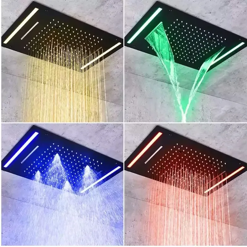 الفاخرة السقف شنت دش خلاط مجموعة LED شلال الحمام دش مجموعة سهلة التحكم الحمام ثرموستاتي صنبور دش