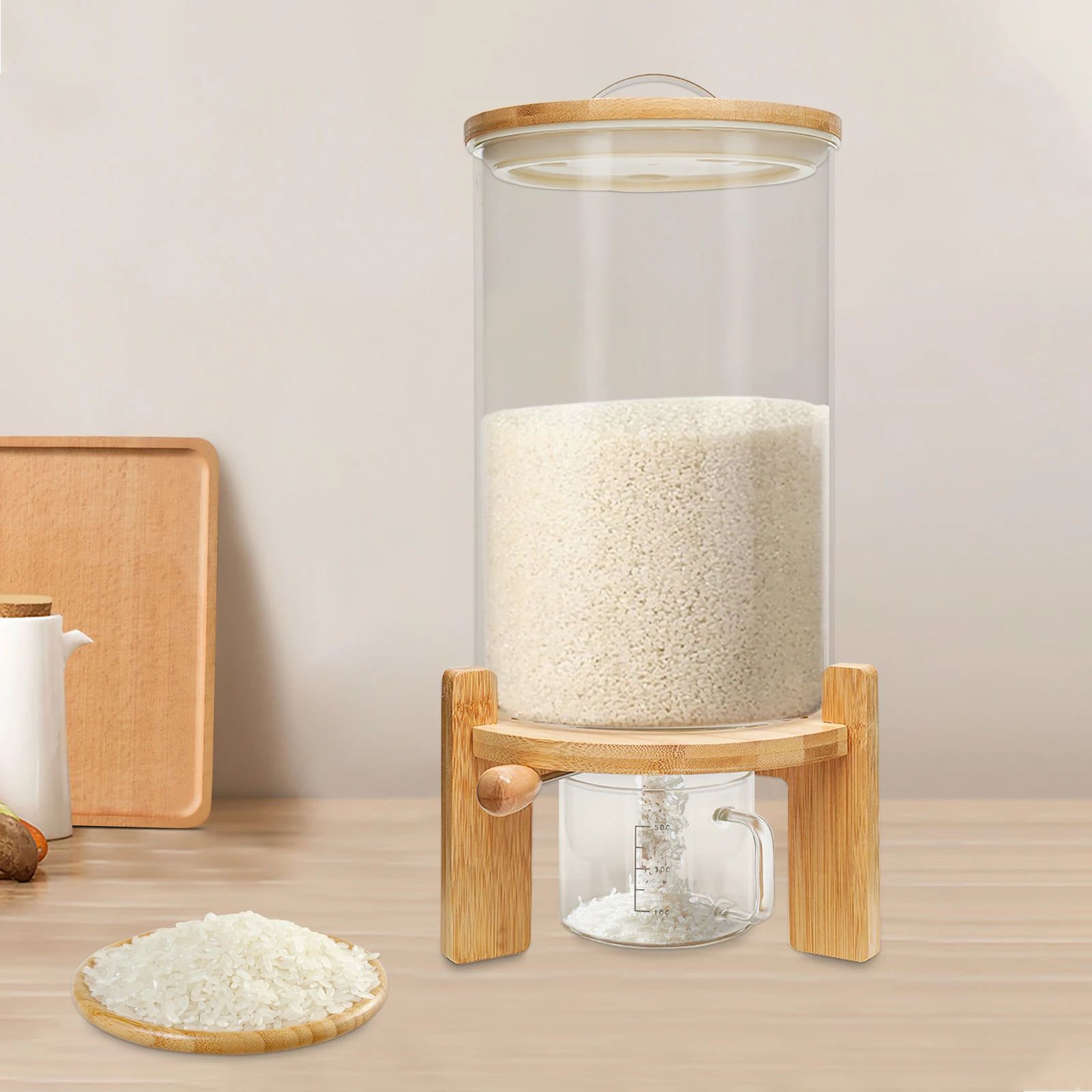 

7.5L Rice Dispenser Airtight Storage Container Dry Food Storage W/ Cup Kitchen