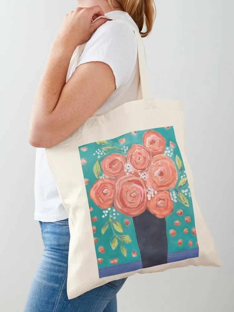 Courageous Coral Flowers Tote Bag canvas shopping bag Women's shopping bag