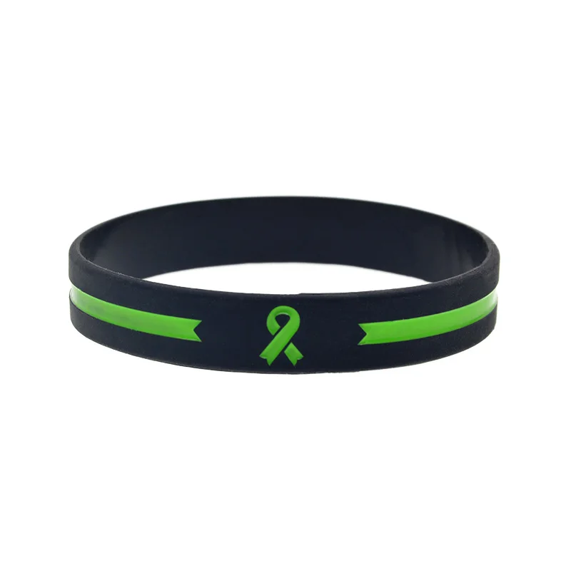 1 Stück/3 Stück gefülltes grünes Logo-Linienband Silikonarmband, einfache Dekoration, Bewusstseins-Gummiarmband, Unisex – Detail 4