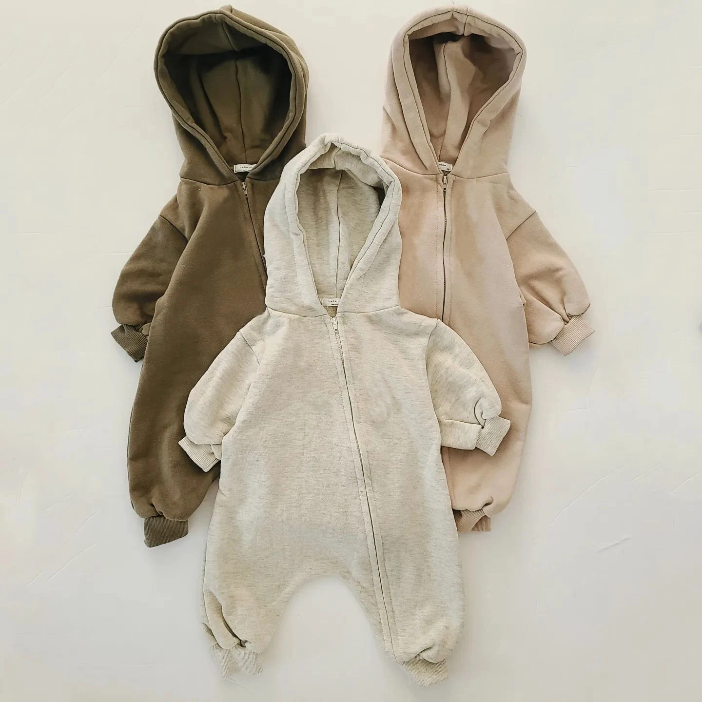 Baby Newborn Jumpsuit Zip-up Clothes 2023 New Boy Comfy Solid Color Hooded Romper with Zipper Infant Girls Crawling Clothing