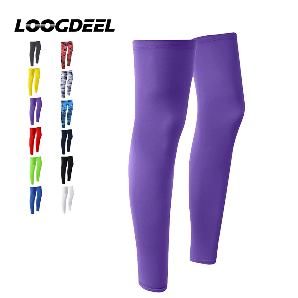 LOOGDEEL 1 Pair Summer Running Cycling Legs Sleeve Non-Slip Leg Warmer Cooling Sport Gear  Ice Silk UV Protection Compression
