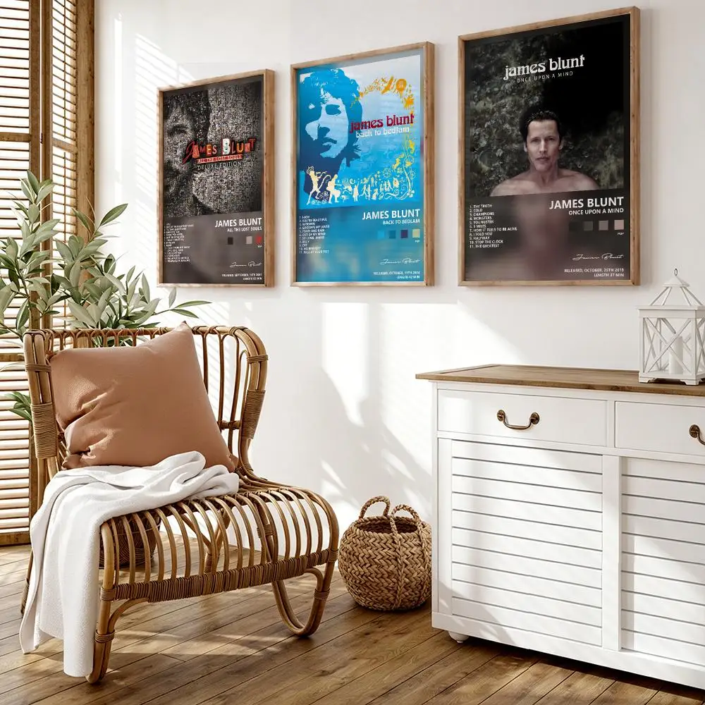 J-James Blunt Poster Wall Stickers HD Painting Self Adhesive Art Decals for Bedroom Living Room Home Decor