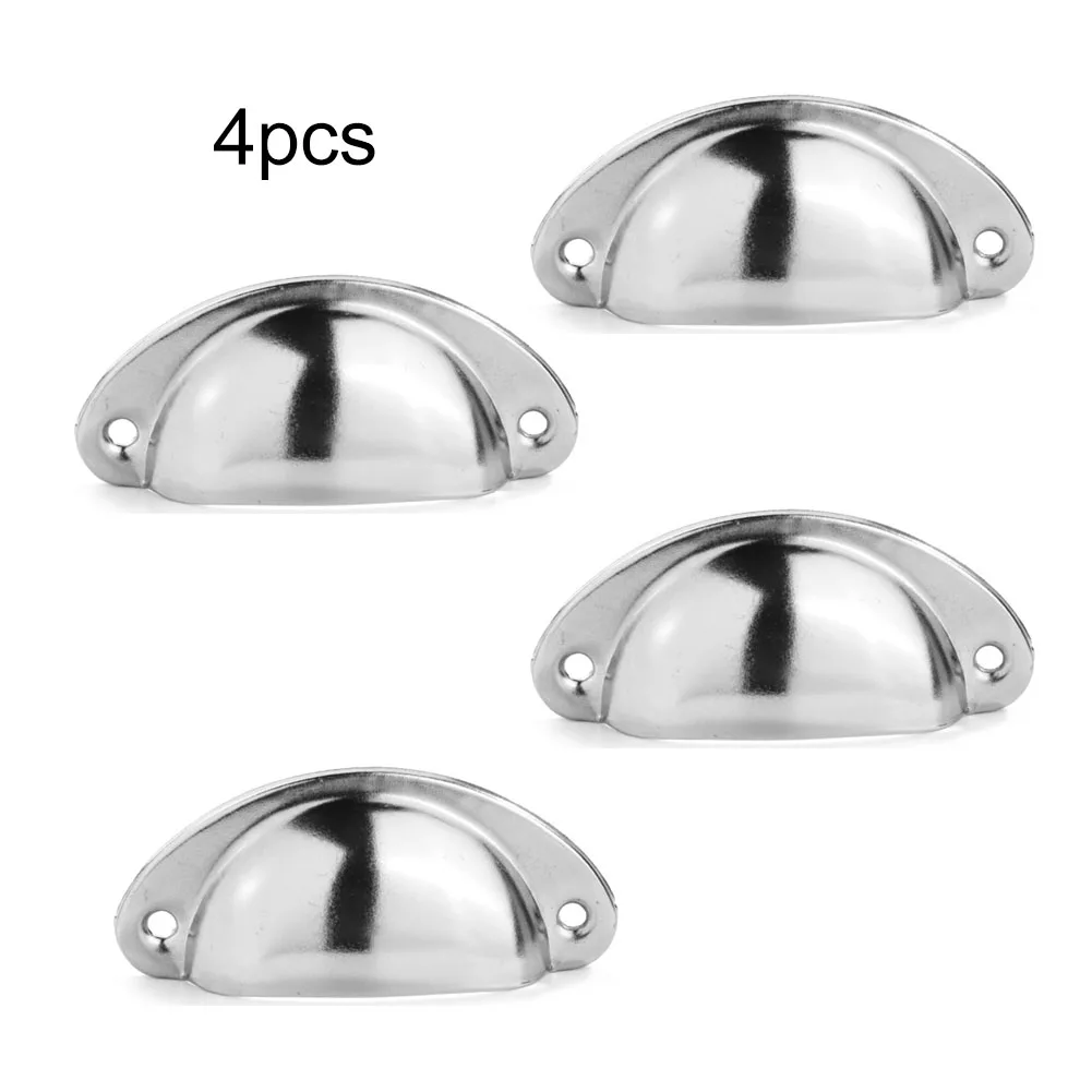 4PCS Retro Metal Handles Kitchen Cabinet Door Handle Shell Drawer Knobs Cupboard Antique Semicircle Pull Furniture Handware