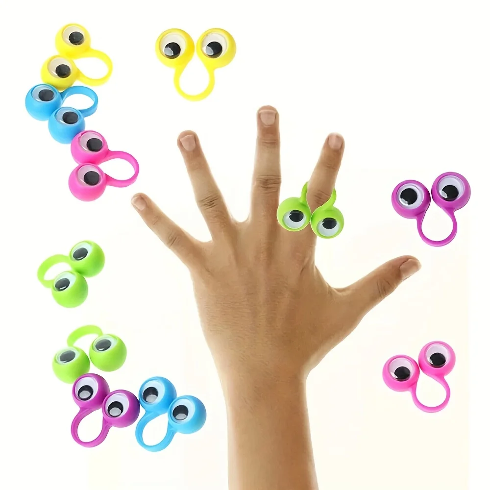 10Pcs Funny Eyeball Finger Doll Ring - Kids Adult Stress Relief Party Favors, Birthday Gifts, Christmas Gifts and Novelty Toys