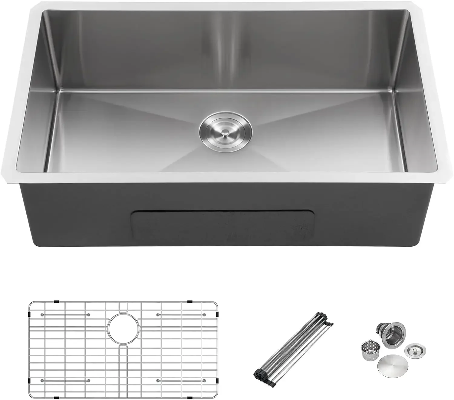 

30x18 Inch Kitchen Sink, Undermount 16 Gauge Stainless Steel Sinks with 10" Deep Single Bowl Round Corner, Kitchen Sink