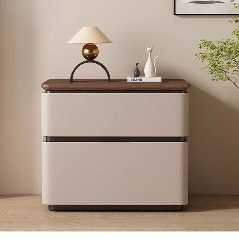 

New Italian minimalist solid wood bedside table bedroom light luxury modern home simple storage bedside table