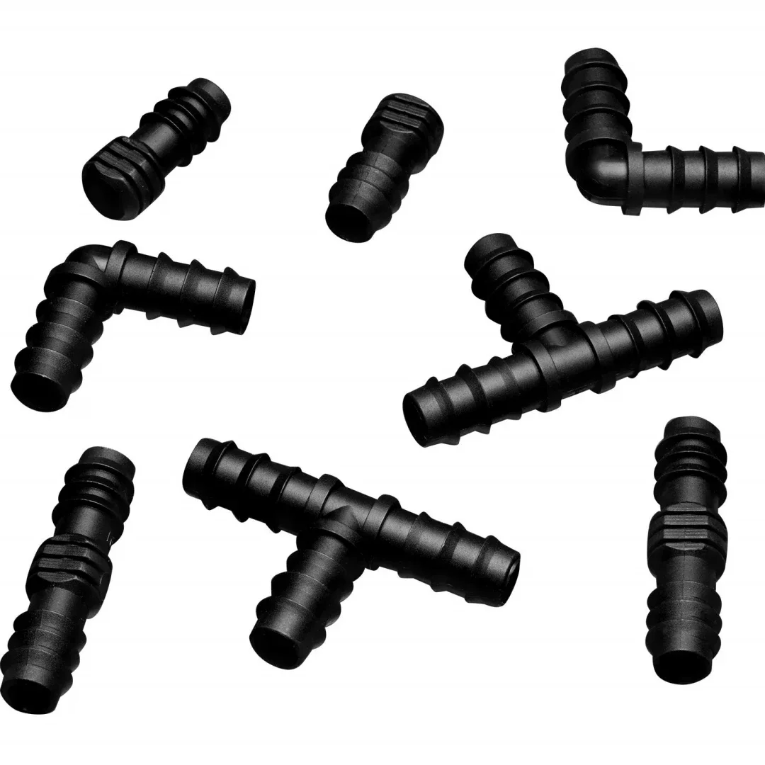 

Drip Irrigation Fittings Kit 16MM Tubing Set Elbows End Cap Plugs Drip Irrigation Barbed Connectors for Drip Sprinkler Systems