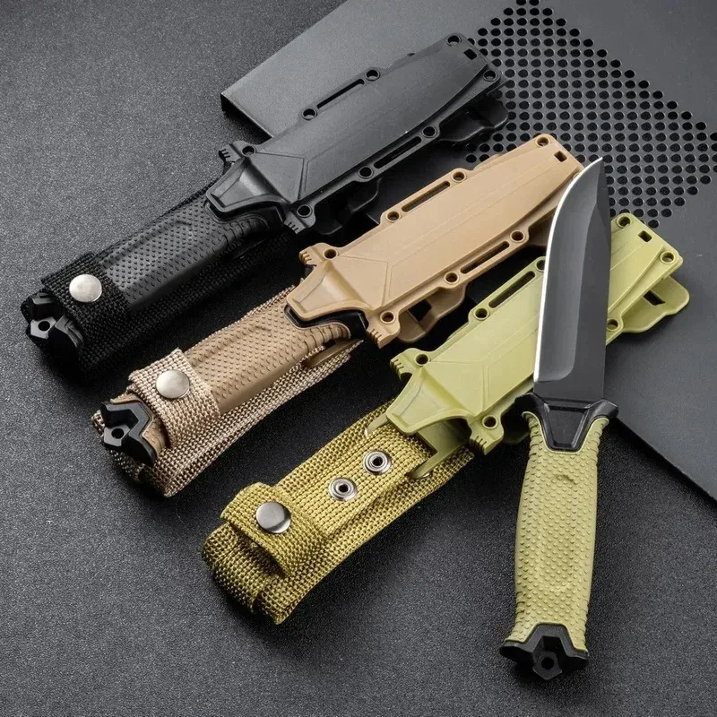 New Outdoor Fixed Knife Top Quality Survival Knives 8Cr13MoV Blade Rubber Handle Utility EDC Tool Jungle Knives