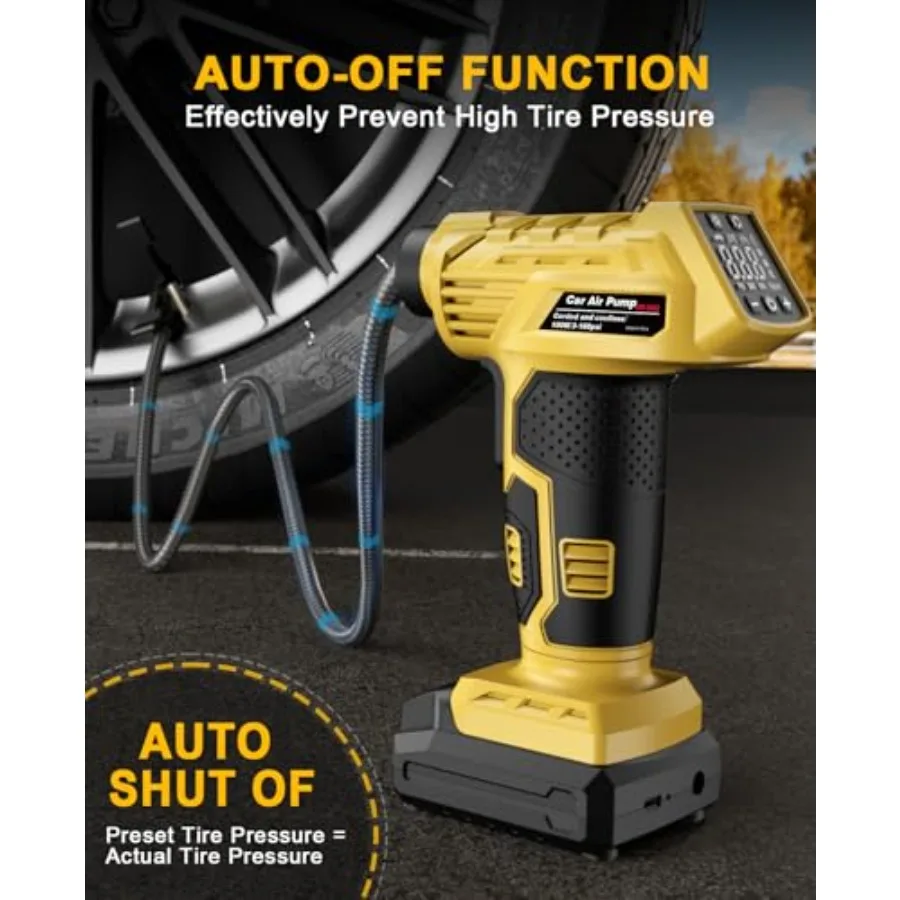 Portable Air Compressor for Inflating Tires 160PSI High-Pressure Portable Air Pump with Large Full-Screen Digital Pressure Gaug