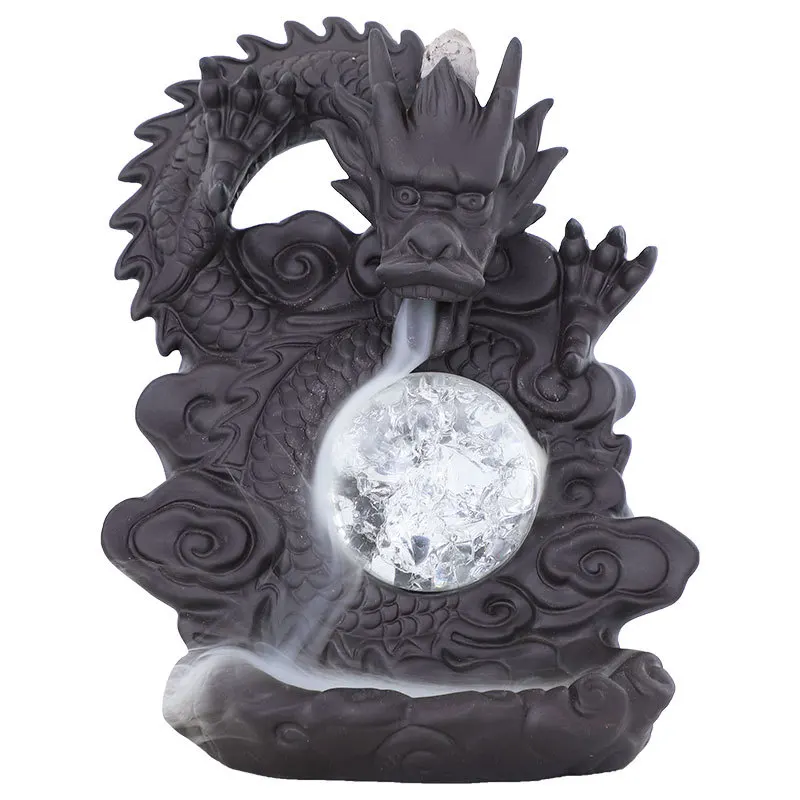 The Lucky Dragon Plays With Ball Purple Clay Waterfall Backflow Incense Home Ornament