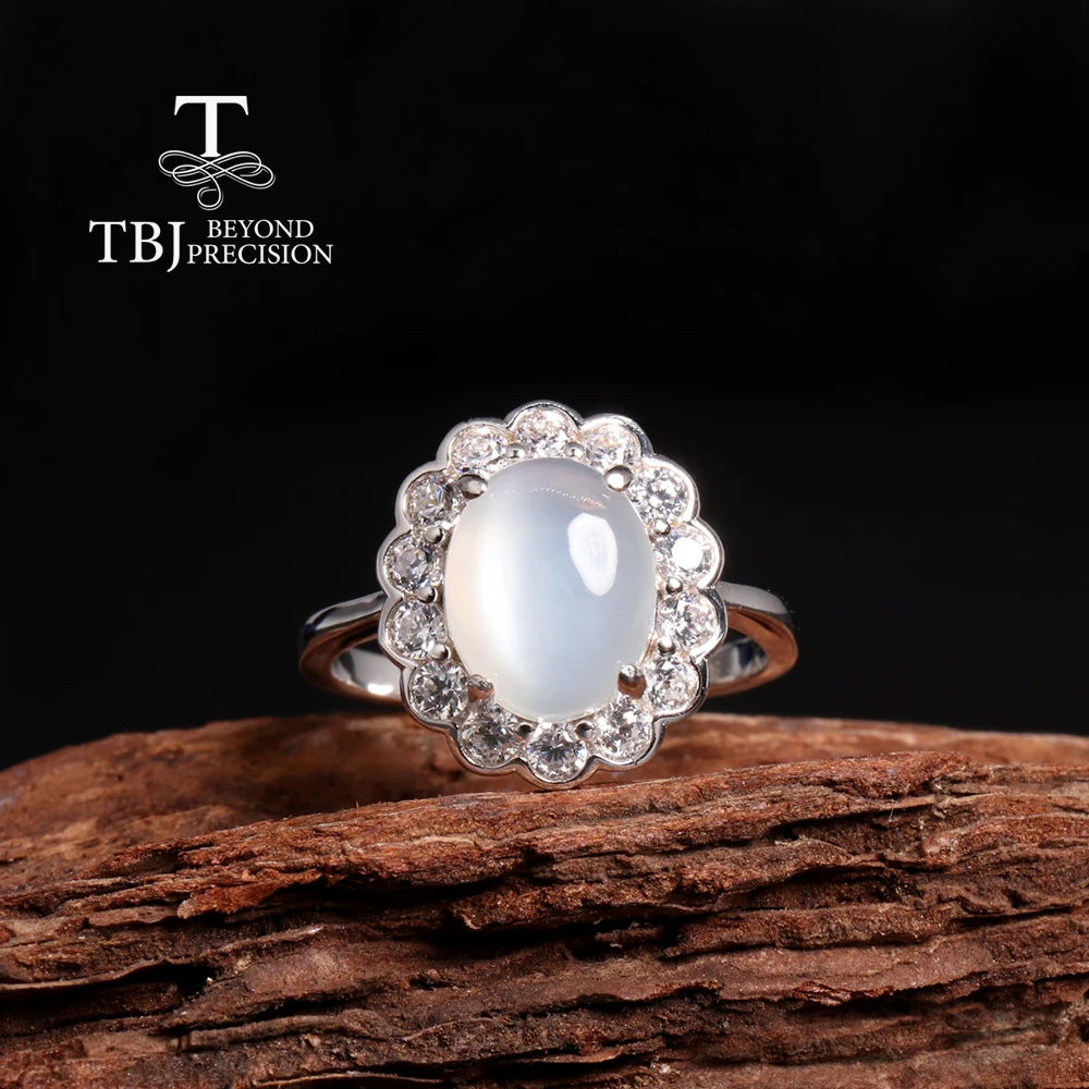 925 Sterling silver light luxury noble natural white moonstone ring elegant and gorgeous women's fine jewelry daily wear