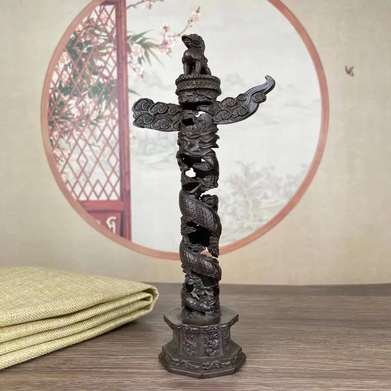 Vintage ornamental , antique pillar ornaments, Chinese dragon pillars, home and office metal dec
