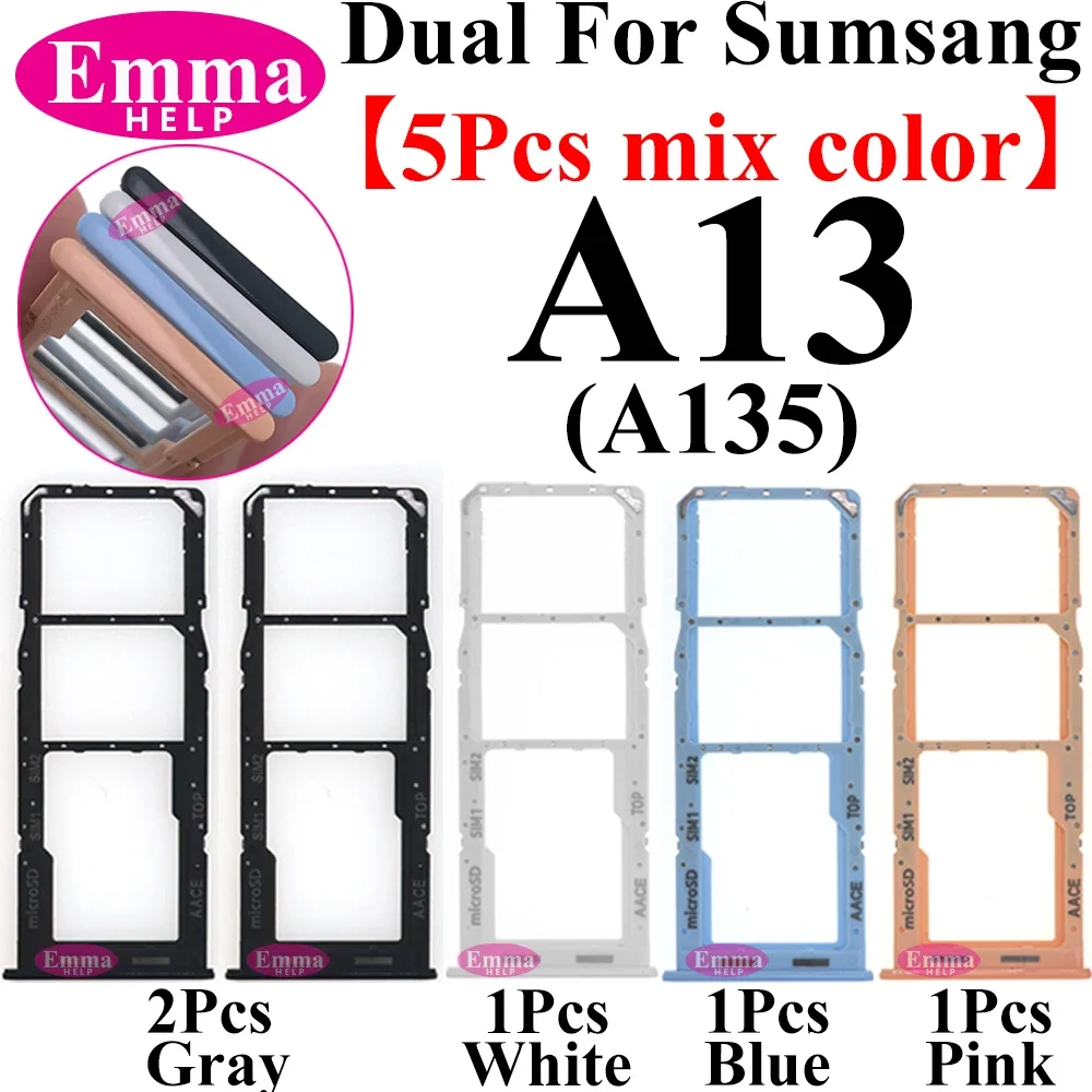 5Pcs Phone SIM Chip Holder Slot Adapter Drawer For Samsung A14 A13 A34 A54 A10 A20 A50 A30 A33 A53 A73 SIM Card Tray Holder Slot