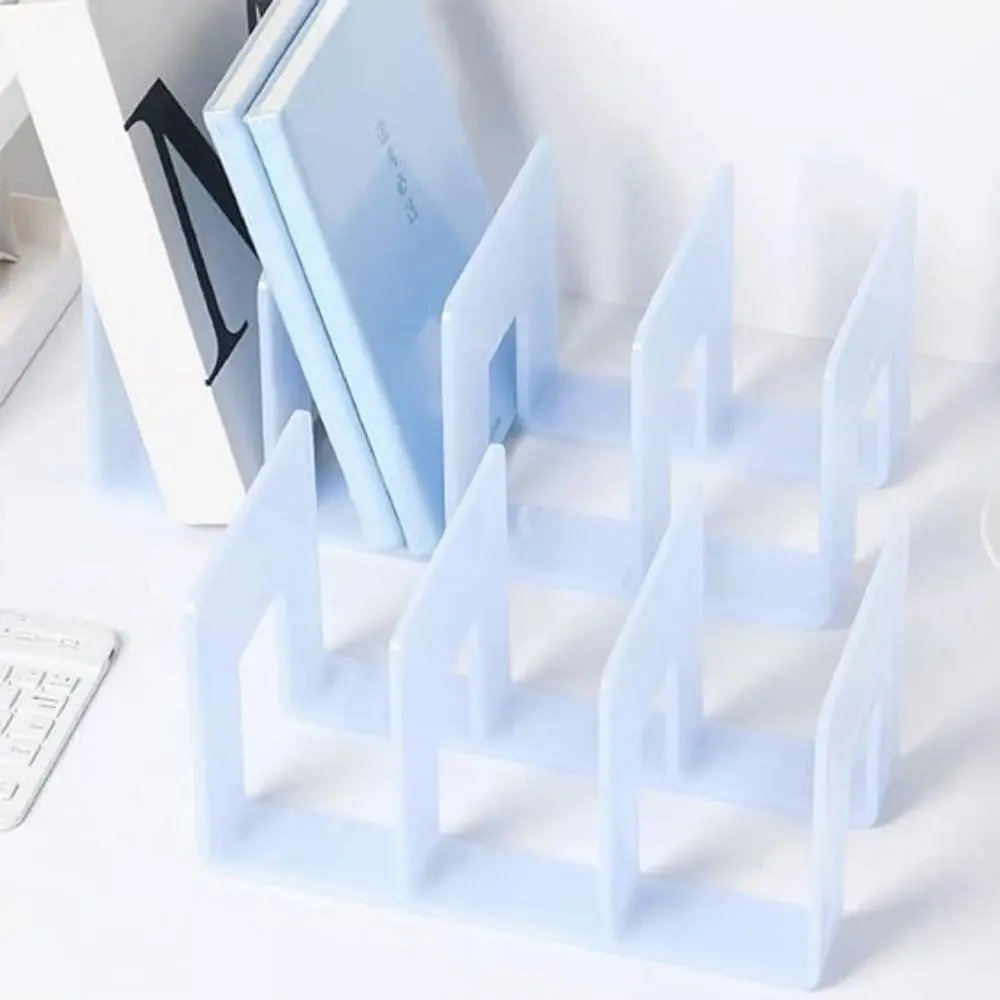 Acrylic Material Desktop Bookstand Transparent 3/4 Sections Divider Bookshelf Durable Sturdy Desk File Sorter Stationery