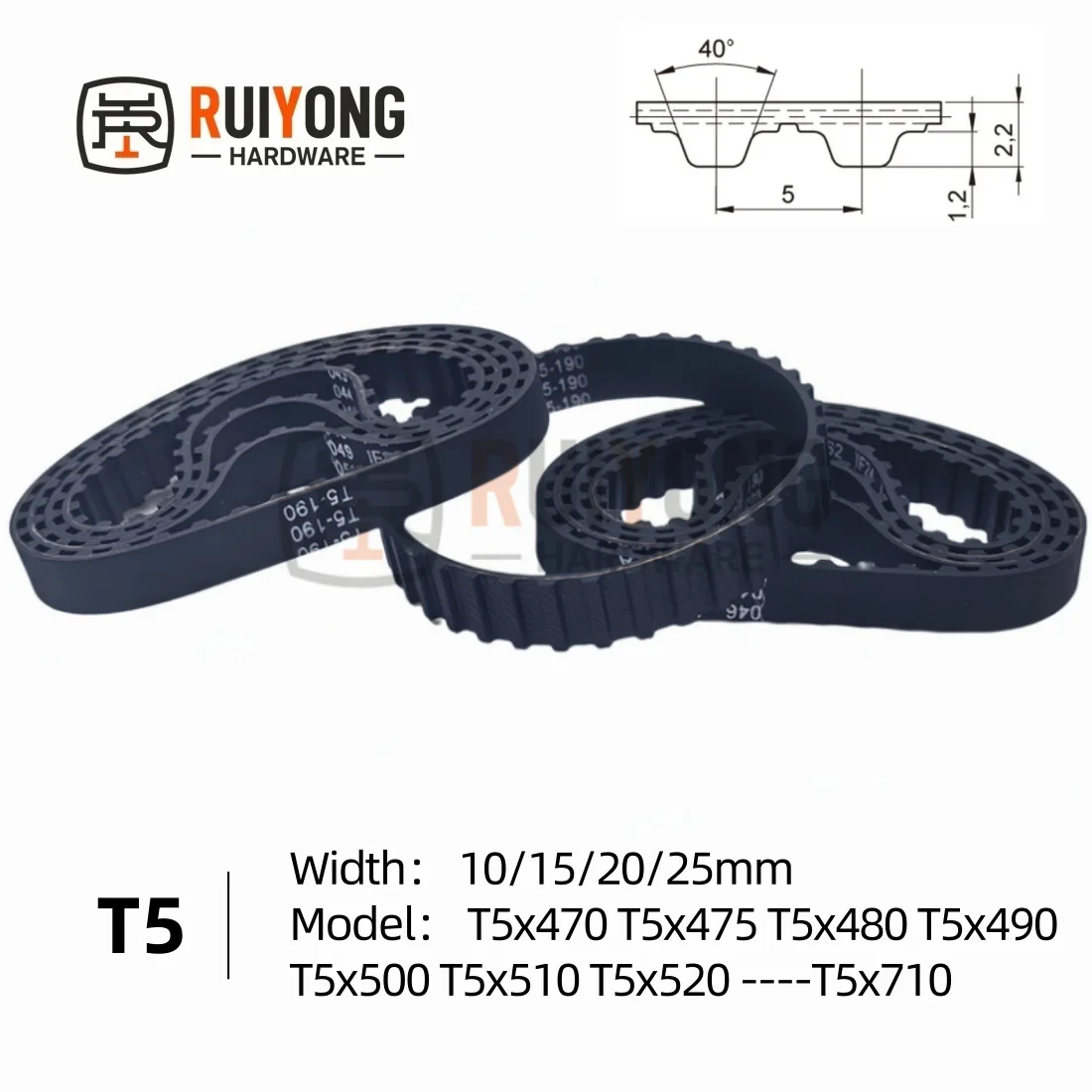 

T5Rubber Timing Belt Width 10/15/20/25mm Model number T5x470 T5x475 T5x480 T5x490 T5x500 T5x510 T5x520 ----T5x710