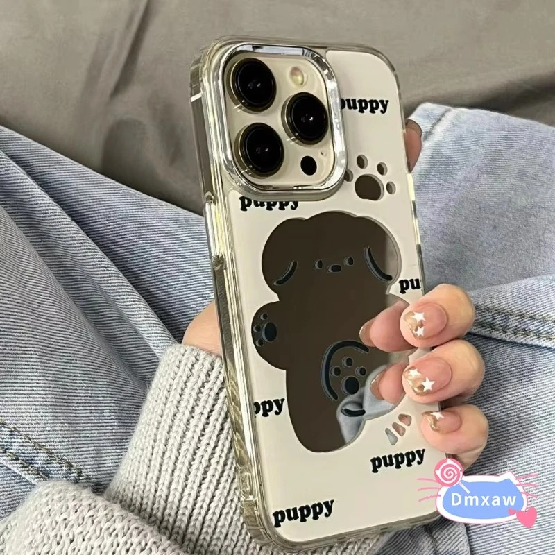 Für OPPO A1 F21 Pro 5G Reno 10 9 Pro 8 Pro Plus 6 8T 4G Telefon Fall Ins Stil Niedlichen Welpen Spiegel Stoßfest Soft Cover